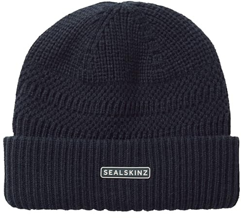 SEALSKINZ Unisex Gressenhall Waterproof Cold Weather Textured Stripe Roll Cuff Beanie Beanie Hat