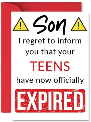 Funny 20th Birthday Cards for Son, Your Teens Have Expired | Happy Birthday Card for Son from Mum or Dad Parents, A5 Banter Joke Humour Bday Greeting Cards Gift