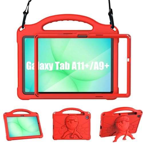 Sonlaryin Coque Tablette pour Samsung Galaxy Tab A11/A9 Enfant 2025 -Rouge | Étui Léger et Résistant Aux Chocs Écran Intégré Bandoulière avec Poignée et Support pour Galaxy Tab A11/A9 8.7''