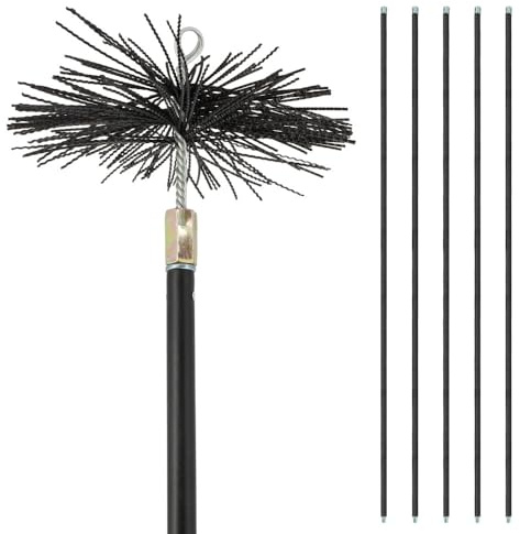 Kit ramonage 200mm - 6 pièces - conduits gainés - 1 brosse en nylon - 5 cannes souples emboîtables 1m40