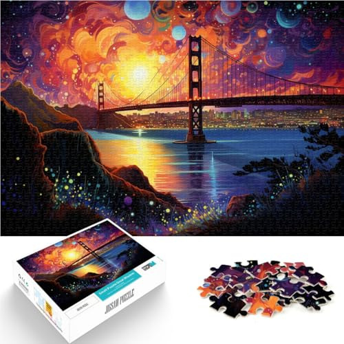 Puzzle 1000 Teile für Erwachsene buntes Golden Gate Bridge-Spielspielzeug 26 x 38 cm Lernspiel für Geburtstag Weihnachten