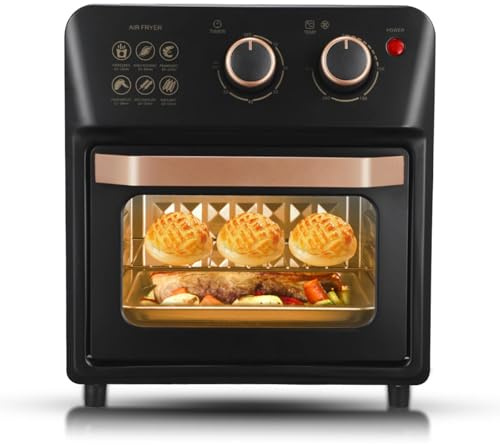 Horno eléctrico y freidora de aire combinados, horno inteligente automático de 14L con ventana visible para hornear, freír y más