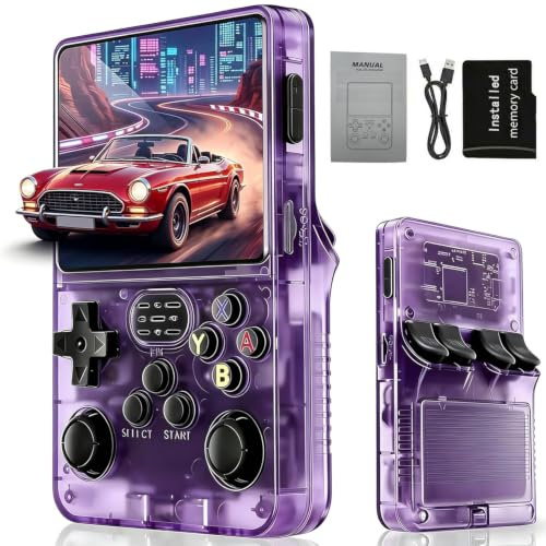 Console di gioco retrò portatile, supporta oltre 21500 videogiochi classici, rivivere i giorni dell'infanzia, mini console portatile per ragazzi e adulti (viola)