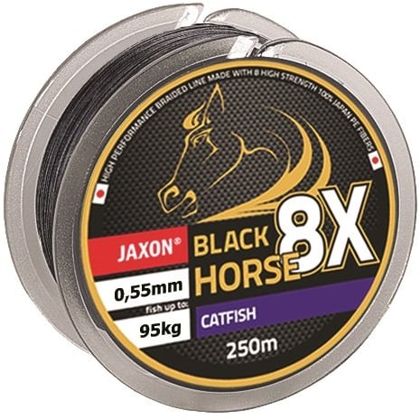 Jaxon Geflochtene Schnur Black Horse Catfish Wels Wallerschnur Braided Line 250m (0,09€/m) (0,55mm/Tragkraft 95kg)