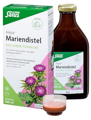 Salus Alepa Mariendistel Bio-Leber-Tonikum 500 ml | Flüssiges Bio Nahrungsergänzungsmittel mit Mariendistel zur Unterstützung der Lebergesundheit*, vegan mit Vitamin C