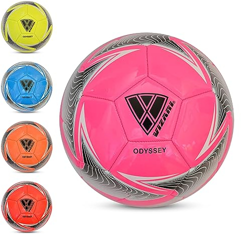 Vizari Odyssey Fußball Ball - Trainingsball Fussball mit 32-er Muster - Fußball - Rosa - Größe 5