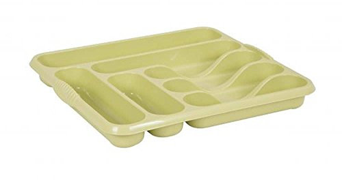 Large Plastic Kitchen Cutlery Tray Organiser Holder Drawer Insert Tidy Storage (GREEN)