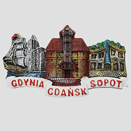 3D-Kühlschrankmagnet, Motiv: Gdansk Sopot Gdynien, Polen, Souvenir, Heim- und Küchendekoration, magnetischer Aufkleber, Danzig, Sopot, Gdynien, Polen, Kühlschrankmagnet, Touristensouvenir, Geschenk
