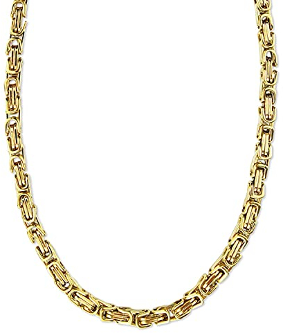 König Design 6 mm Königskette Armband Herrenkette Männer Kette Halskette Panzerkette, 35 cm Gold Edelstahl Ketten