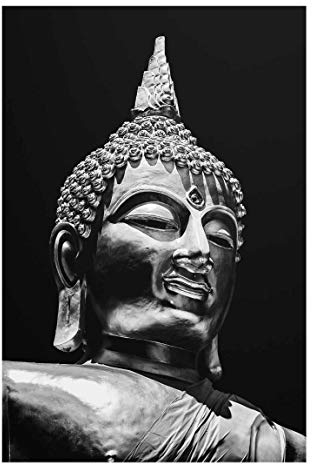 Glasbild - Buddha Statue Gesicht 90 x 60cm