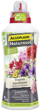 Algoflash NATURASOL Engrais Liquide Géraniums & Plantes Fleuries, 1 L, UAB, ALBIOGER1
