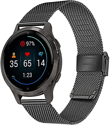 TRUMiRR Ersatz für Garmin Venu 3S/Venu 2S 40mm/Vivoactive 4S/Vivomove 3S Damen Armband, 18mm Metall Masche Edelstahl Uhrenarmband Ersatzband für Fossil Damen Q Venture HR Gen 4,Withings Steel HR 36mm