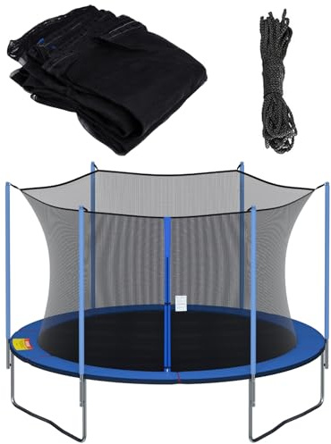 Cliselda Trampolin-Ersatz-Sicherheitsnetz für Trampoline mit rundem Rahmen, atmungsaktiv und witterungsbeständig, mit verstellbaren Riemen (nur Netz), 4 m