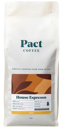 Pact House Espresso, 1kg, Fine Grind, Ground Coffee | Dark Roast, Ethically Sourced, Freshly Roasted