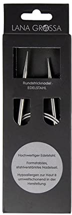 Lana Grossa Rundstricknadel Edelstahl – glatte Oberfläche – langlebig & robust – verschiedene Größen – ideal für hautsensibles, komfortables Stricken, 100/4,0