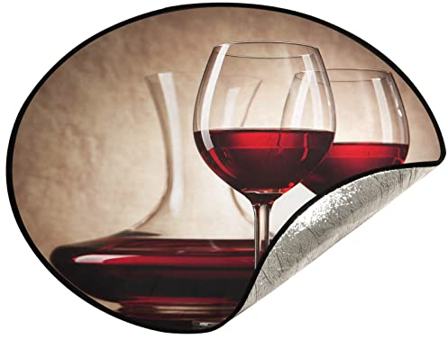 Poeticcity Decanter with Red Wine and Glass Ancient Background Christmas Tree Mat, Waterproof Tree Stand Mat Carpet, Floor Protector Xmas Tree Stand Tray for Holiday Party Home Decor 28.3