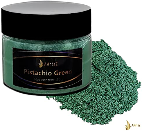 Epoxidharz Farbe Metallic (Pistachio Green/Grün 20g), AArtsZ Mica Powder Pulver, Epoxy Resin Farbe, Pigment, Farbpigmente Pigmentpulver Farben für Kosmetisches Qualität, Niveau Lipgloss Seifenfarben