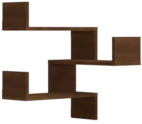 vidaXL Wand Eckregal 2 STK., Wandregal für Schlafzimmer Wohnzimmer, Hängeregal Dekorativ Platzsparend, Wandablage Bücherregal Regal, Braun Eichen-Optik Holzwerkstoff