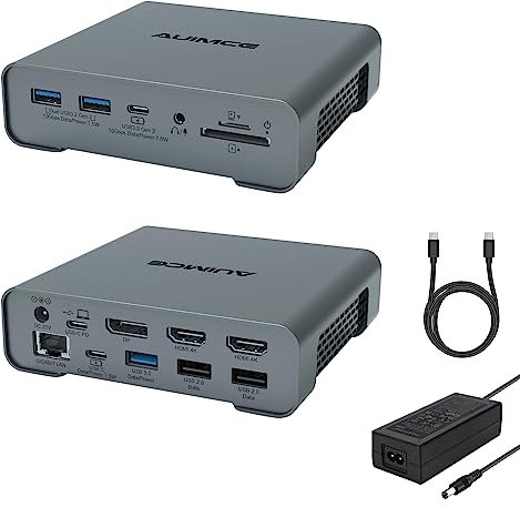 Auimce USB C Docking Station Triple Monitor with 2 HDMI, Power Supply for Dell/HP/Lenovo/Surface/MacBook Laptops,16 in 1 Laptop Docking Station Multiport Laptop Dock, DP, Ethernet, 8 USBC/A Ports