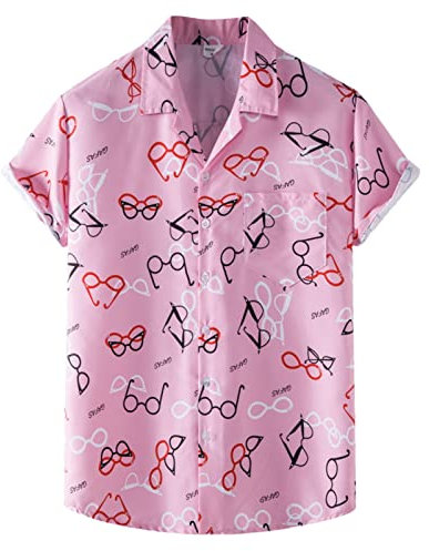 Chemise d'affaires pour homme, chemise ventrale pour homme, mode d'été décontracté, hawaïen, plage lâche, doux, manches courtes, poche boutonnée, chemise en satin pour homme, Rose, XXL