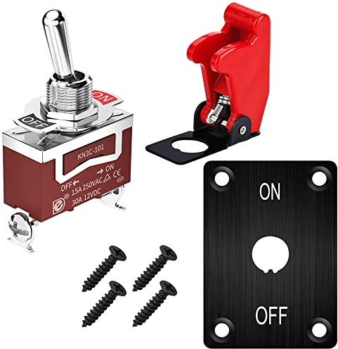 Gebildet Marine Kippschalter mit Montageplatte 12VDC 20A Kippschalter 250V AC 15A Schwerlast SPST An/Aus 2Pin für Auto PKW LKW Boot mit Sicherheitsabdeckung