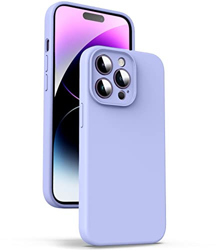 Supdeal Liquid Silicone Case for iPhone 14 Pro, [Camera Protection] [Anti Fingerprint] [Wireless Charging] 4 Layer Phone Case Protective Cover, Built-in Microfiber Case Cover, 6.1, Purple