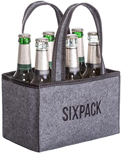Brandsseller Herren Handtasche Flaschenkorb Flaschenträger Einkaufstasche Aufbewahrungstasche - aus Filz - für 6 Flaschen - Sixpack