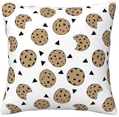 ASEELO Cookies Food Chip Biscuits 45,7 x 45,7 cm, dekorative Kissen, quadratisches Kissen für Couch, Bett, Sofa, Bank, Stuhl