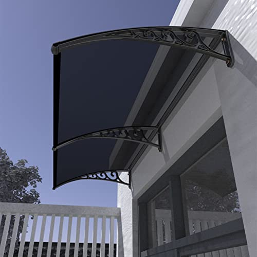 HFDASUENT Vordach Haustür Pultbogenvordach Haustürvordach Pultvordach Bogenvordach aus Polycarbonat und Aluminium Rahmen,UV-Beständiger Sonnenschutz (60x130cm/23.6x51.2in)