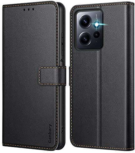 Ganbary Coque pour Xiaomi Redmi Note 12 4G (Pas pour 5G), [Housse en Cuir PU Premium] [Etui à Rabat] [Pochette de Portefeuille], Étui de Protection pour Redmi Note 12 4G - Noir
