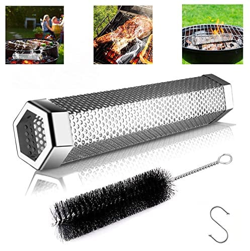 30,5 cm Rauchrohr für Pellet-Smoker-Grill, Edelstahl-Pellet-Räucherrohr für Grillen, BBQ Billowing Smoke Mesh für Kalt/Heißrauchen (30,5 cm)