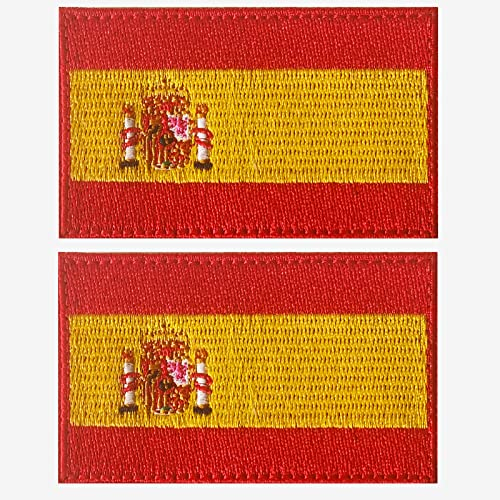 AXEN Spain Flag Patch, Embroidered Spanish Flag Tactical Patches Hook and Loop Applique for Military Uniform Tactical Bag Jacket Jeans Hat