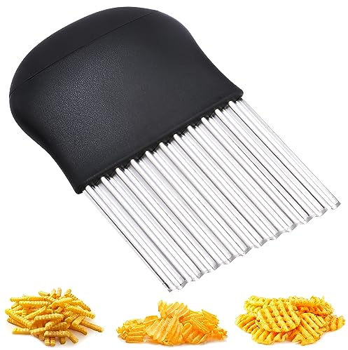RZMZBY Taglia Patate Ondulato,Coltello Ondulato Verdure, Acciaio Inox Lamiere Ondulate Coltello,Coltello Tagliapatate a Onde per Patate, per Frutta, Verdura, Patate