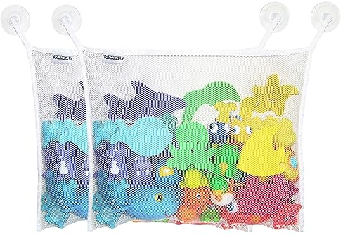 Lezevn 2Pcs Baby Bath Toy Organiser Net Bathtub Toys Storage Mesh Bags Shower Organiser Bag for Storage Bathroom Items
