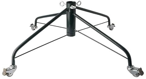 Artificial Christmas Tree Stand Metal Green Base with Locking Wheels Make Tree Decorating Easy
