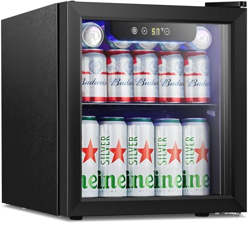 Antarctic Star - Mini refrigerador para nevera, 12 botellas, 48 latas, puerta de vidrio para bebidas o cerveza vino, dispensador de bebidas pequeño para el hogar, oficina o bar, control electrónico de