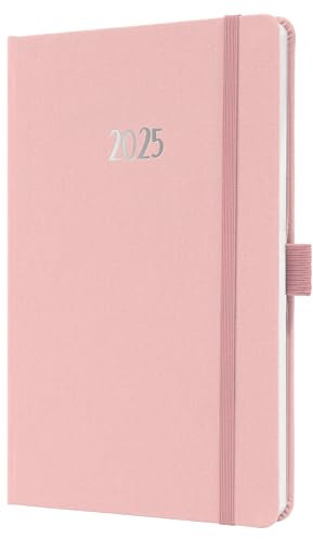 SIGEL J5405 Wochenkalender 2025 A5, Jolie, rosa, Hardcover mit Textileinband, Gummiband, Stiftschlaufe, Einstecktasche, 174 Seiten, vegan, Buchkalender, Terminplaner