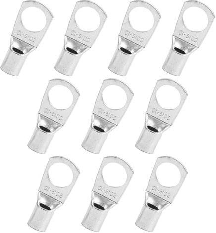 Copper Wire Lugs - GLADFRESIT - 10 Pcs 9AWG SC16-10 Battery Cable Ends Bare Copper Eyelets SC Ring Terminals Wire Terminals Connector Battery Cable Ends Battery Terminals Connectors
