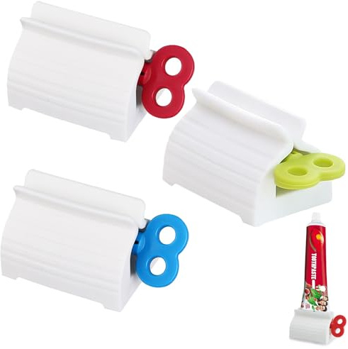 3 Stück Zahnpastaspender Kunststoff, Zahnpasta Squeezer, Zahnpasta Drücker, Plastik Zahnpasta Quetsche, Zahnpasta Auspresser, für Badezimmer, Zuhause, Zahnpasta, Handcreme（Blau, Rot, Grün）