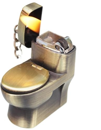 Kreatives Taschen-Toilettenfeuerzeug, tragbares, winddichtes, kühles Butanfeuerzeug mit weicher Flamme, Camping-Grillkerzen, Geburtstagsgeschenke für Männer (Gas Nicht im Lieferumfang enthalten) (Col