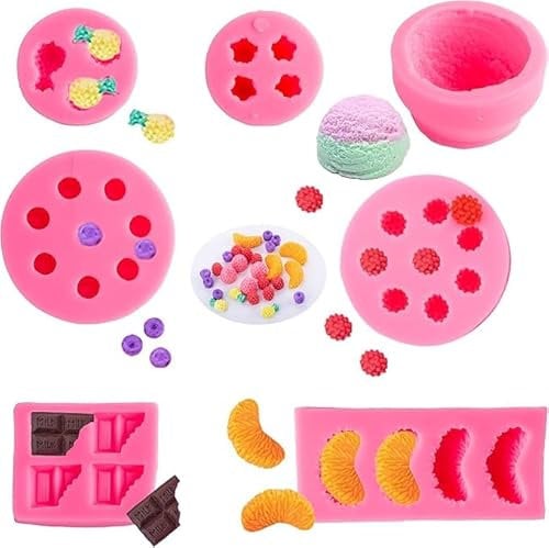 7 moldes para hacer velas, moldes de gelatina en forma de fruta, forma de bola de hielo, molde de fruta, molde de silicona, molde de chocolate, molde para fondant para velas de cera caseras, jabón,