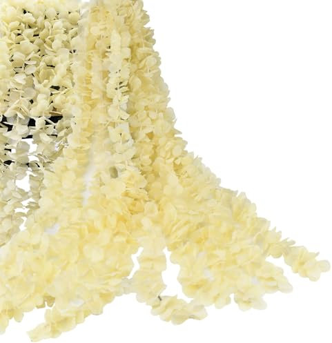 XAVSWRDE 10 PCS Fleurs Artificielles Faux Wisteria, Guirlande Fleurs Artificielles Fleur Guirlande Vigne Suspendue Vigne Plantes Suspendues Plastique pour Mariage Décoration Maison Jardin - Champagne
