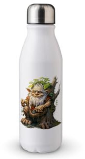 MAXIKIWI - Einwandige Wasserflasche mit Schraubverschluss, nicht isoliert, leichtes Aluminium, BPA-frei, auslaufsicher, Fantasy Fairytale Troll - 500 ml