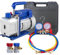 Vakuumpumpe 4CFM 1/3HP Unterdruckpumpe - 220 V 50 Hz 1720U/min Refrigerant Vacuum Pump,Verteiler-Manometer-Set für Klimaanlage Kfz-Kühlsystemen