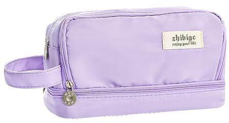 Pencil Case, Large Pencil Case with 5 Compartments Stationery Organizer for Boys and Girls, Aesthetic Pencil Bag Suitable for Kids Teenagers Students Women Men(Purple)