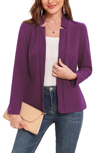 MINTLIMIT Blazer da donna Business Casual Aperto Frontale Manica Lunga Blazer Lavoro Ufficio Giacche Balzer con Tasche 2025, Viola scuro, S