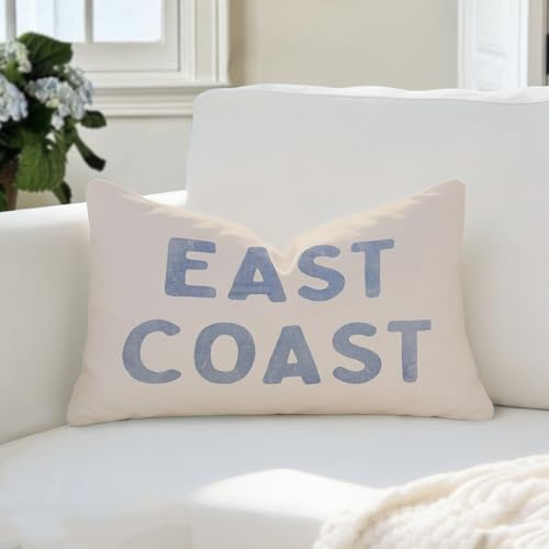 Wheatwin Coastal Decor, Blue Coastal Throw Pillow Cover 12x20, Coastal Room Decor, Blue Dorm Decor, Coastal Preppy Trendy Retro East Coast Coquette Decor for Girls Room College Sofa Couch