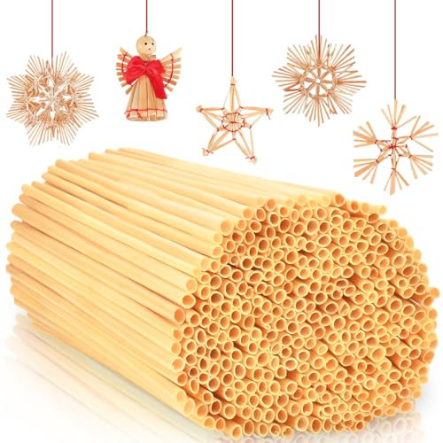200 PCS Pajitas Para Manualidades Con Estrellas De Paja,Naturaleza Suministros De Manualidades,Pajitas De Navidad,Pajita De 20 Cm De Largo Para Decoración Navideña