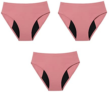 Culottes Menstruelles Absorbantes Et Anti-Fuites pour Femmes Sous-Vêtements De Protection Post-Partum Taille Mi-Haute Lot De 3 Rose Xs