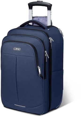 Lekeinchi 18 Laptop Bag with Wheels - Waterproof Rolling Briefcase Softside Hand Luggage with Wheels for Work,Travel,Business (Blue)